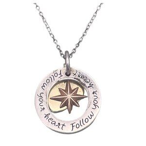 925 Sterling Silver LA Starburst Multi Charm Chain Necklace